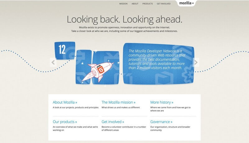 Screenshot of the history slide show.