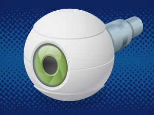 An electronic eye with green iris